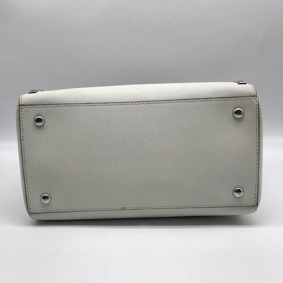 Michael Kors White Saffiano Leather Studded Satchel - Picture 5 of 13